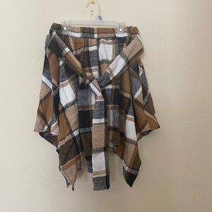 Plaid Poncho with Belt